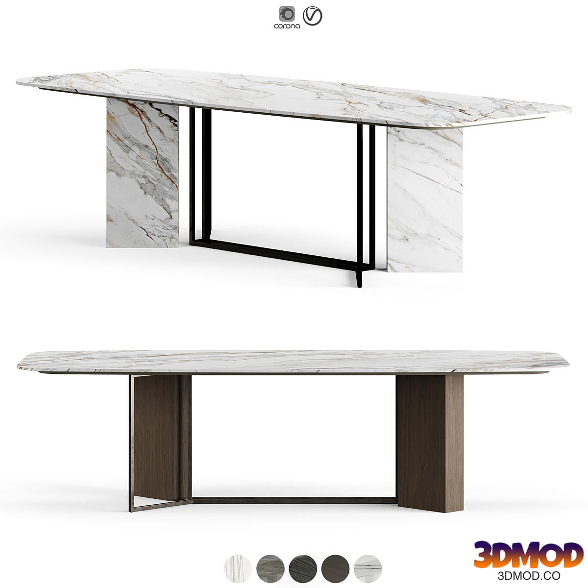Meridiani Plinto Rectangle Table 280 cm by Andrea Parisio
