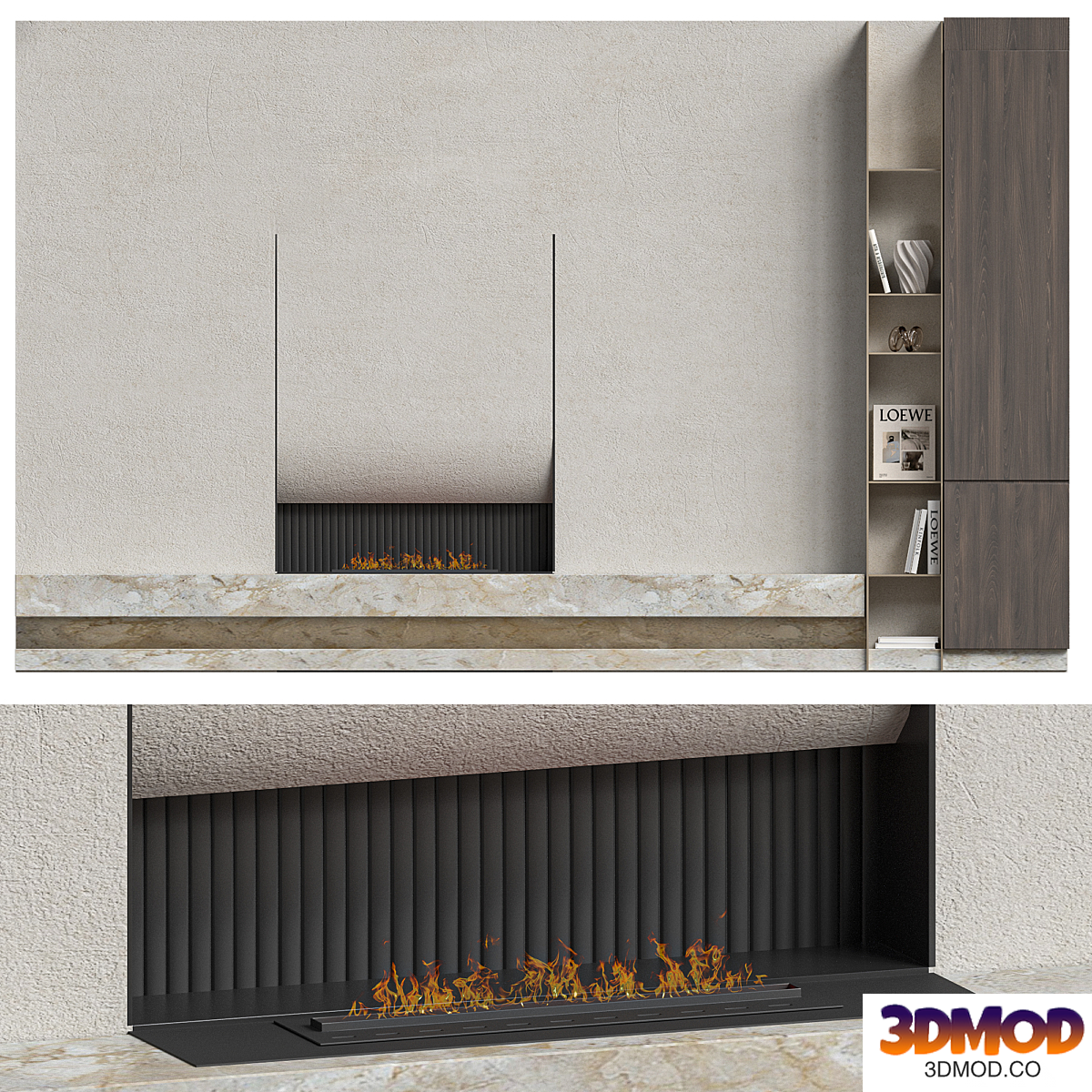 Wall with Fireplace