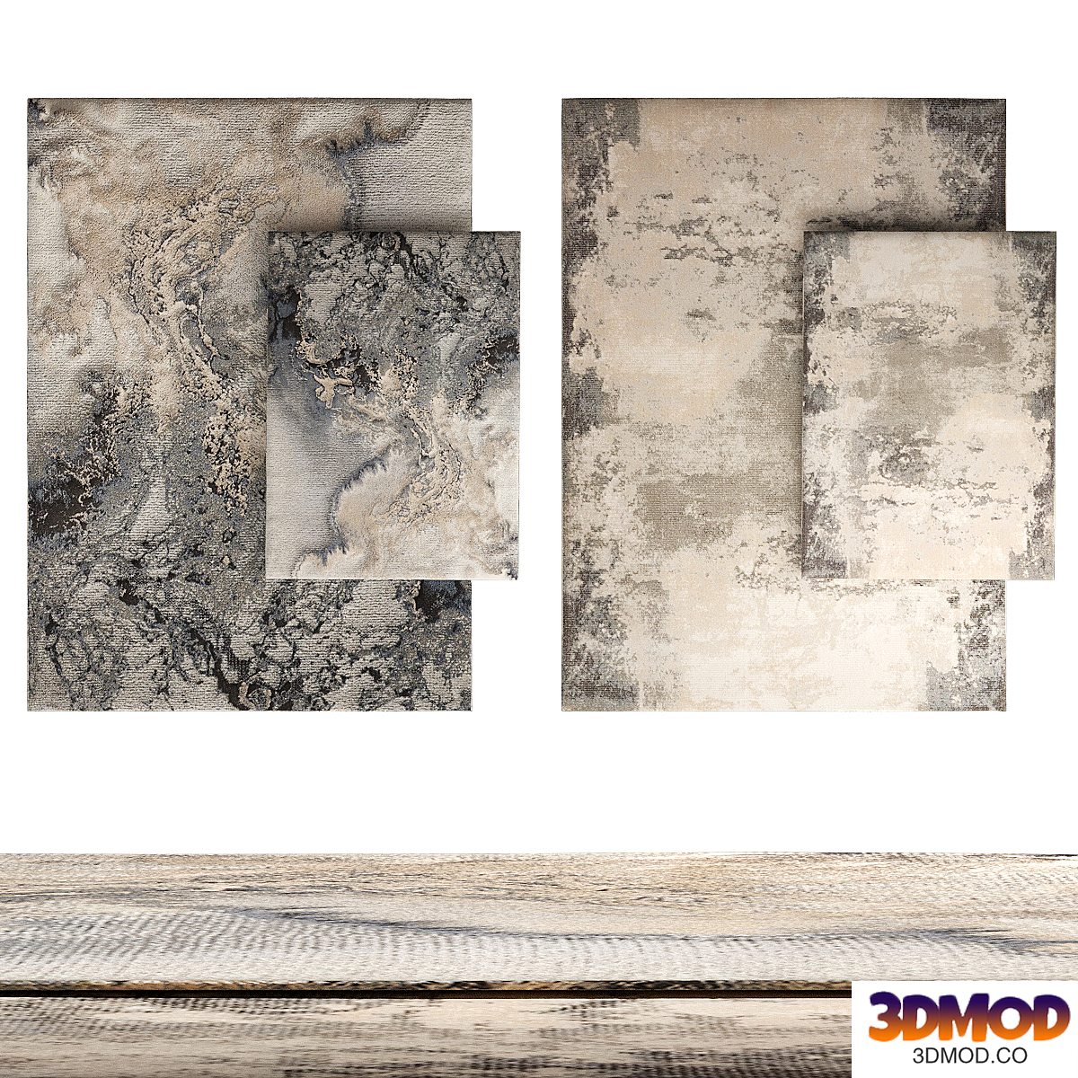 Set of 4 carpets from Luxdeco NOURISON Ivory & Gray series