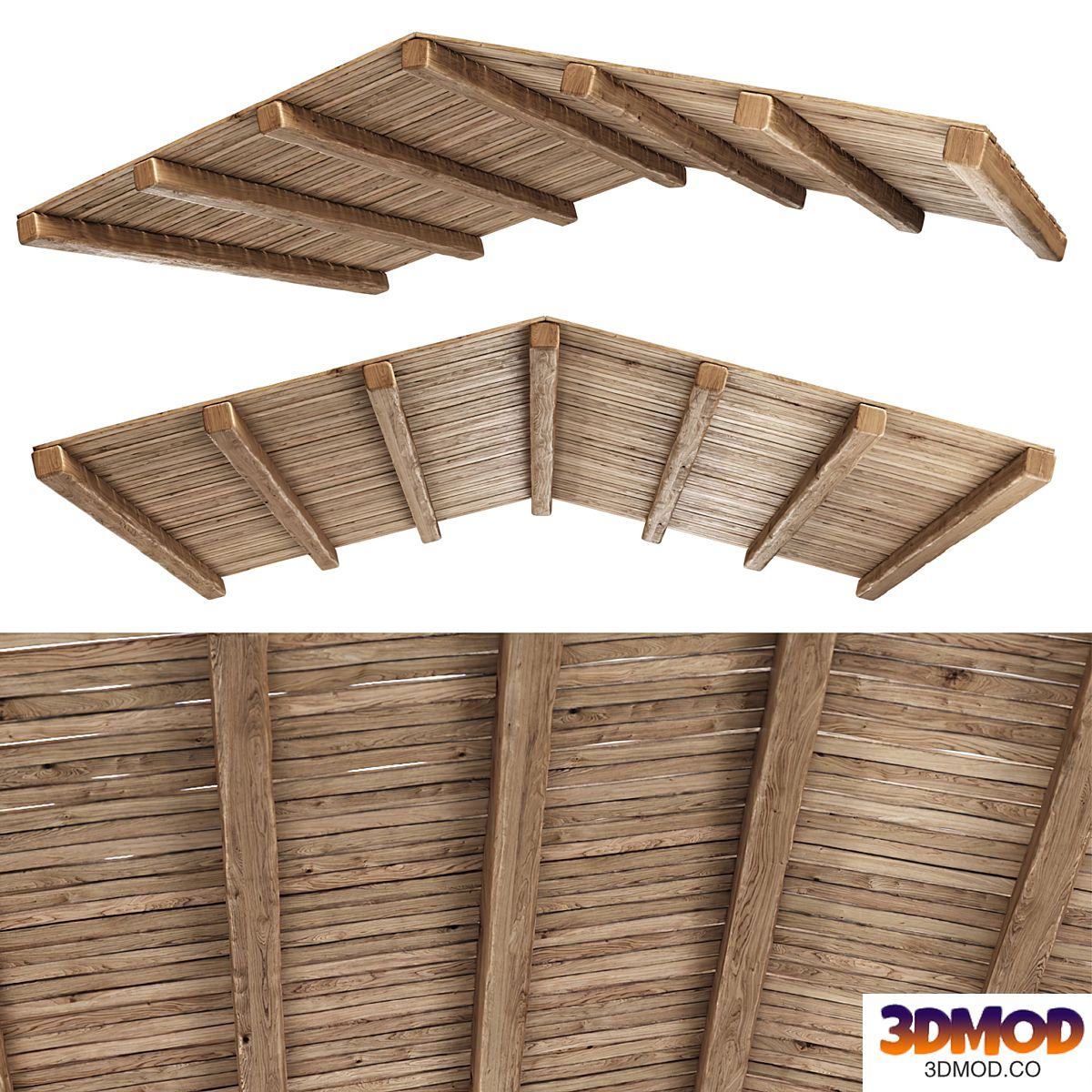 Gable Wooden Ceiling V2 / Ethnic wooden ceiling