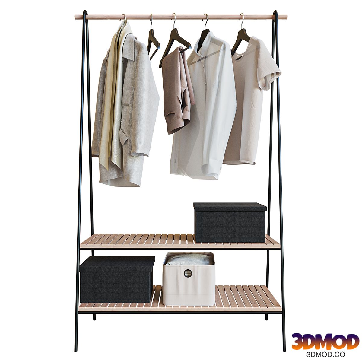 ACACIA Kledingrek zwart H 170 x B 100 x D 46 cm Coat rack hallway wardrobe clothes