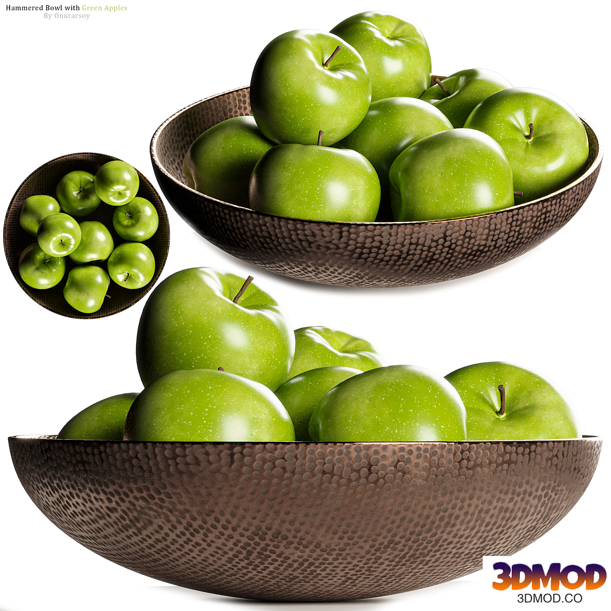 Hammered Bowl with Green Apples