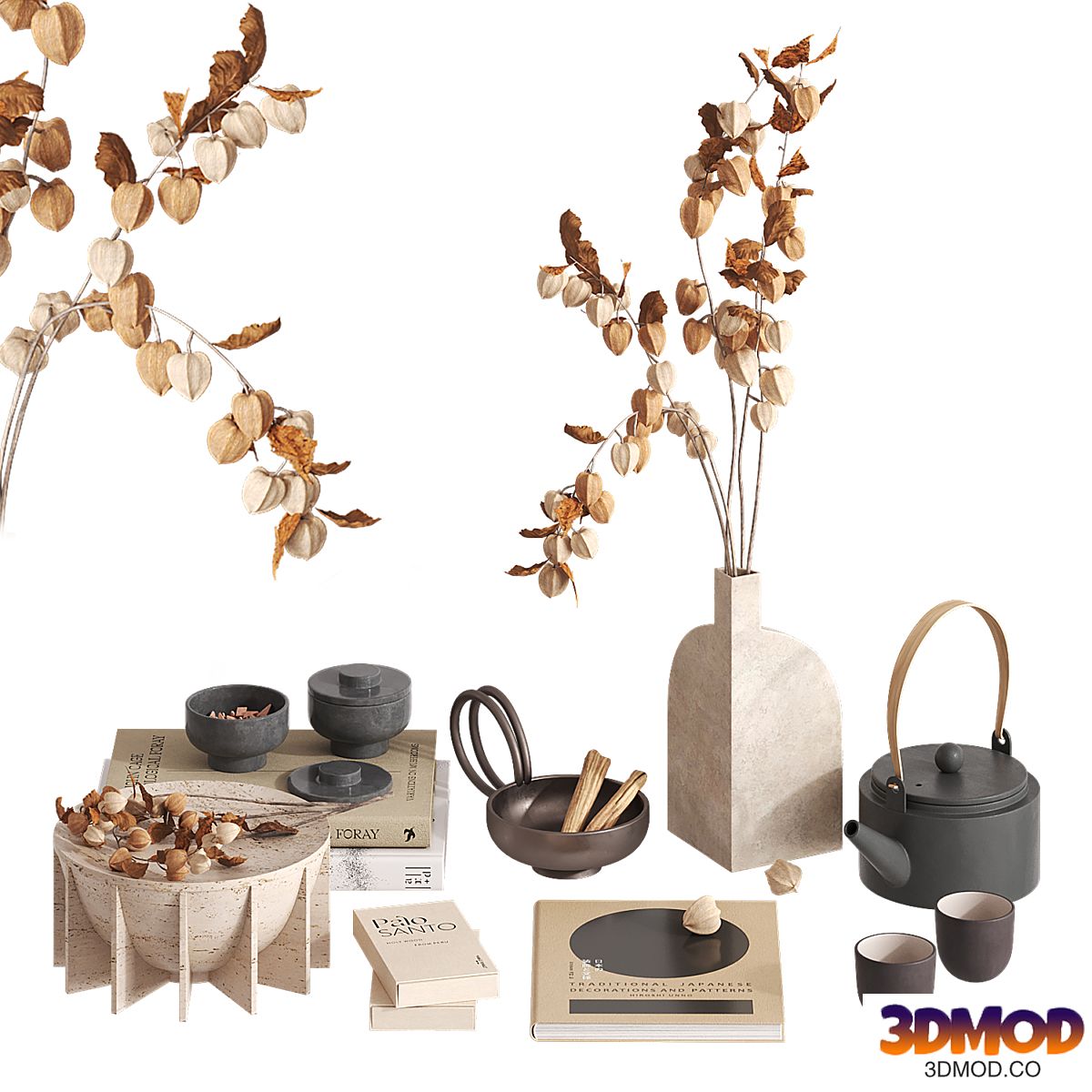 Decorative Set with lantern faux