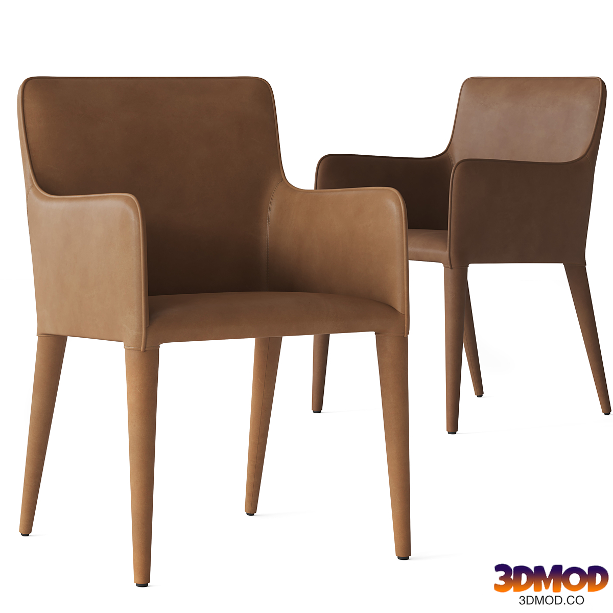 RH NICOLA TRACK VEGAN LEATHER DINING ARMCHAIR