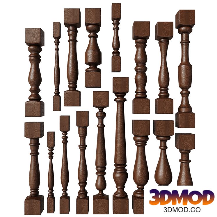 baluster and railing fence of stairs pack01