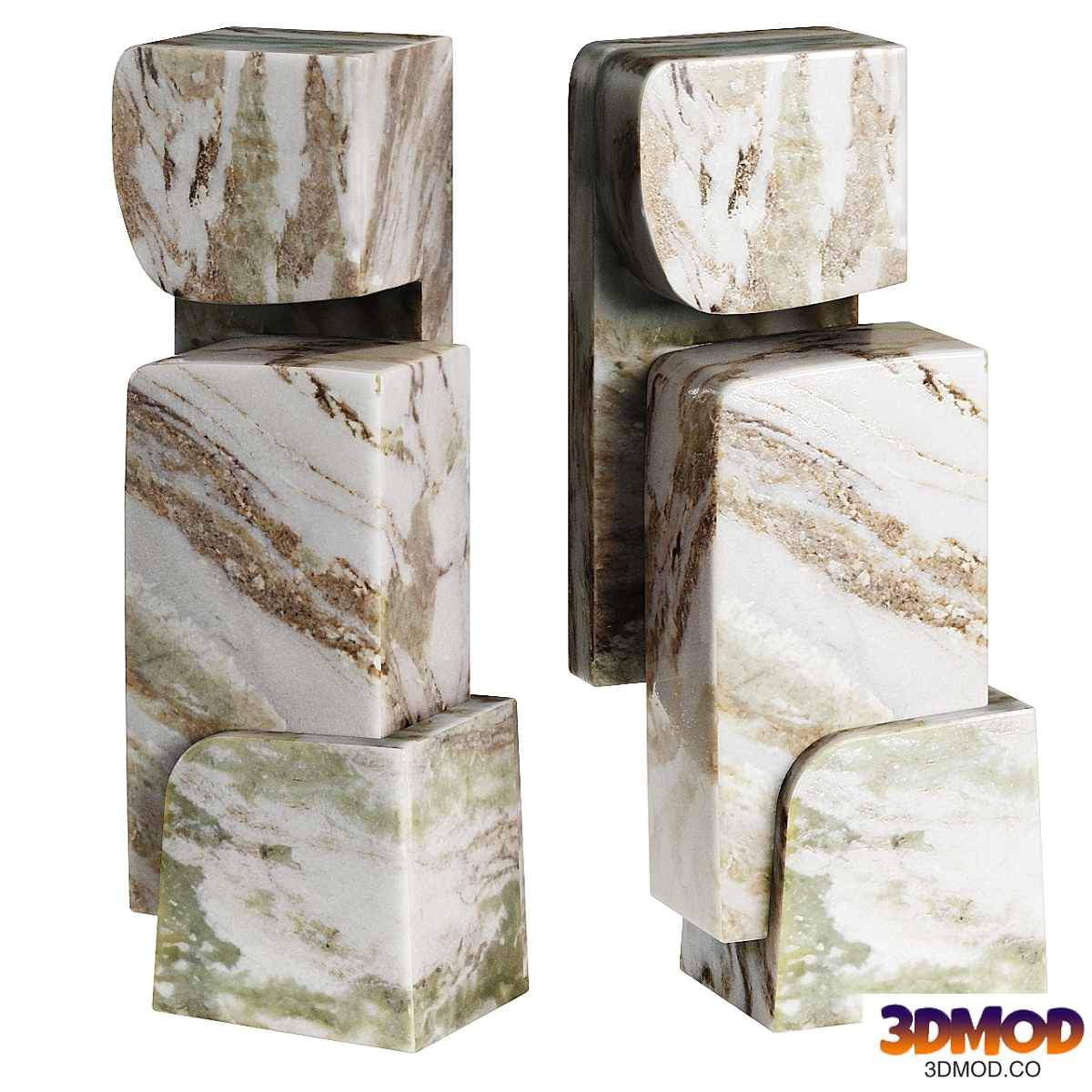 Ionic Modern Beige Marble Sculpture by Studio Anansi