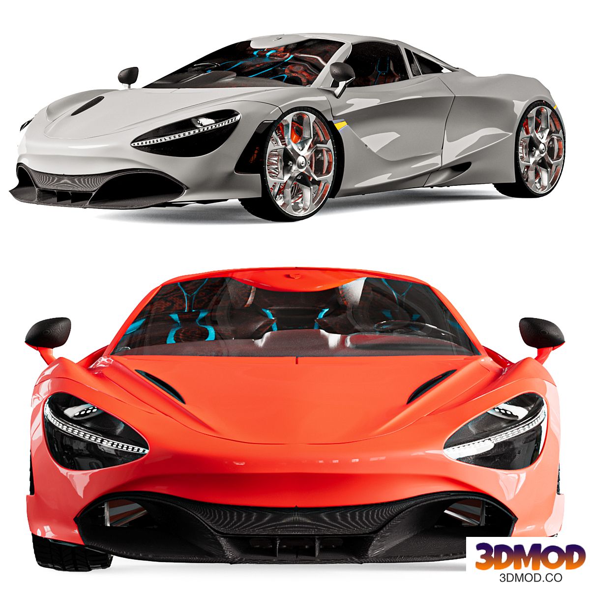 car (McLaren 720s) colorful + interior