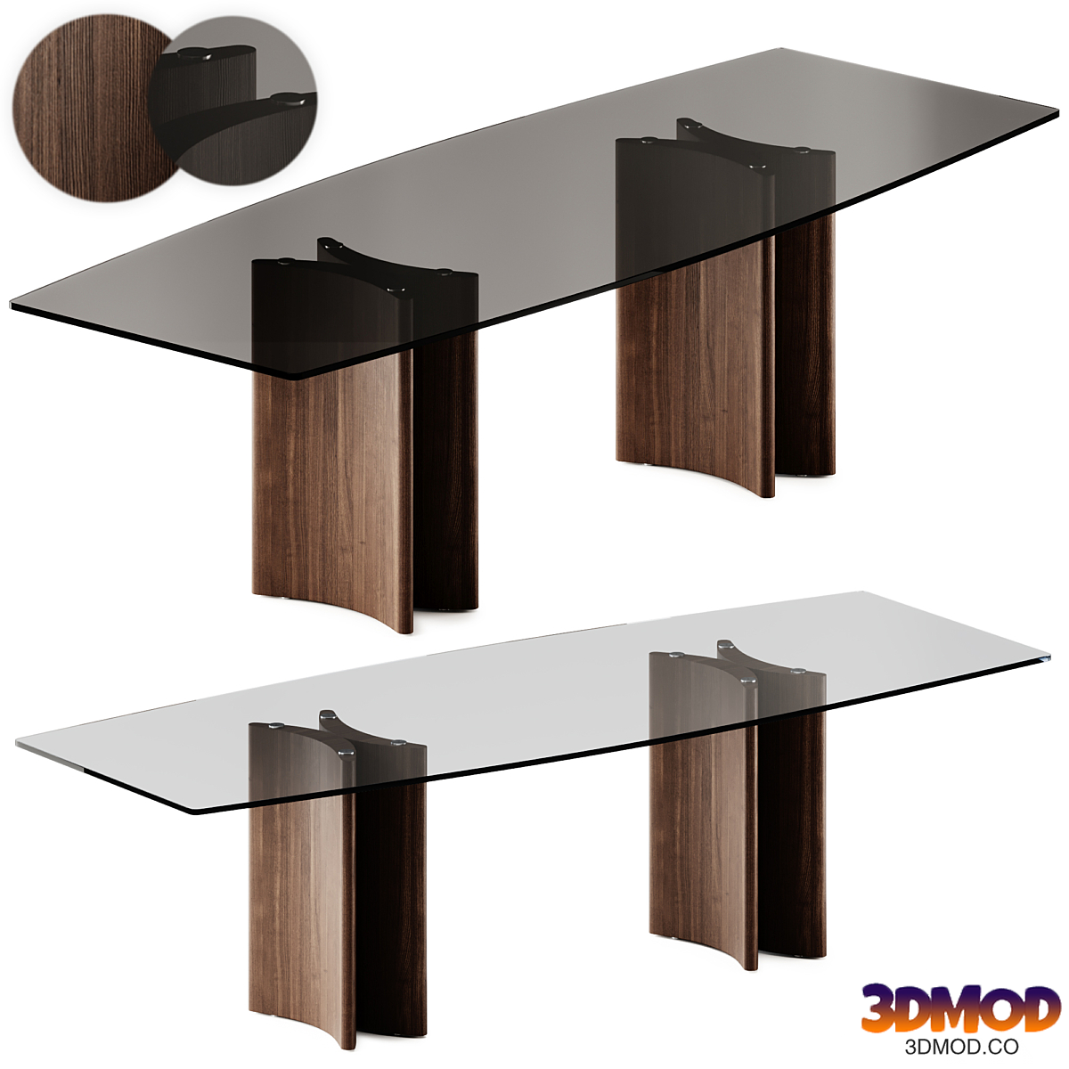 ALAN Botte 4 Glass Dining Table by Porada