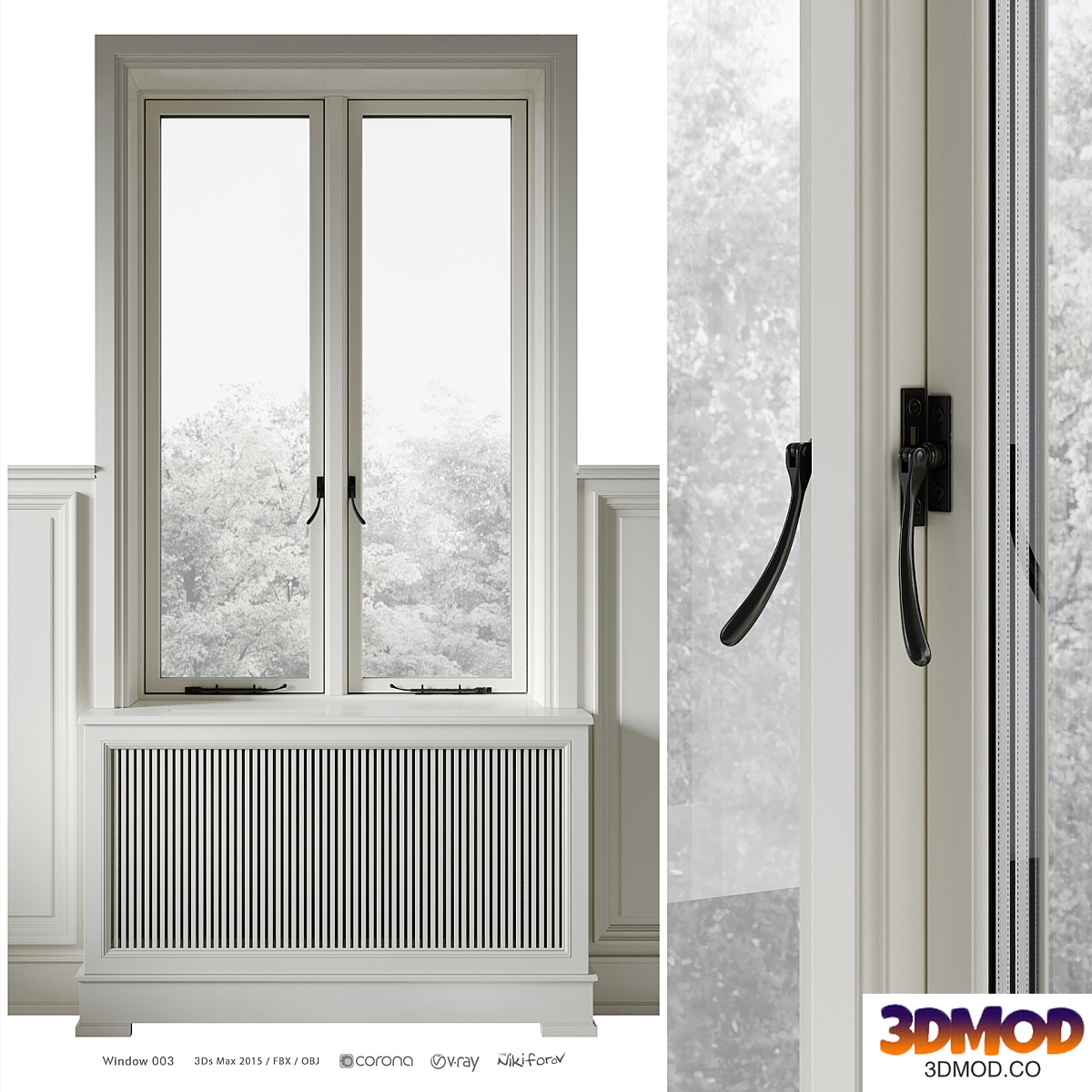 Classic window with radiator screen 003