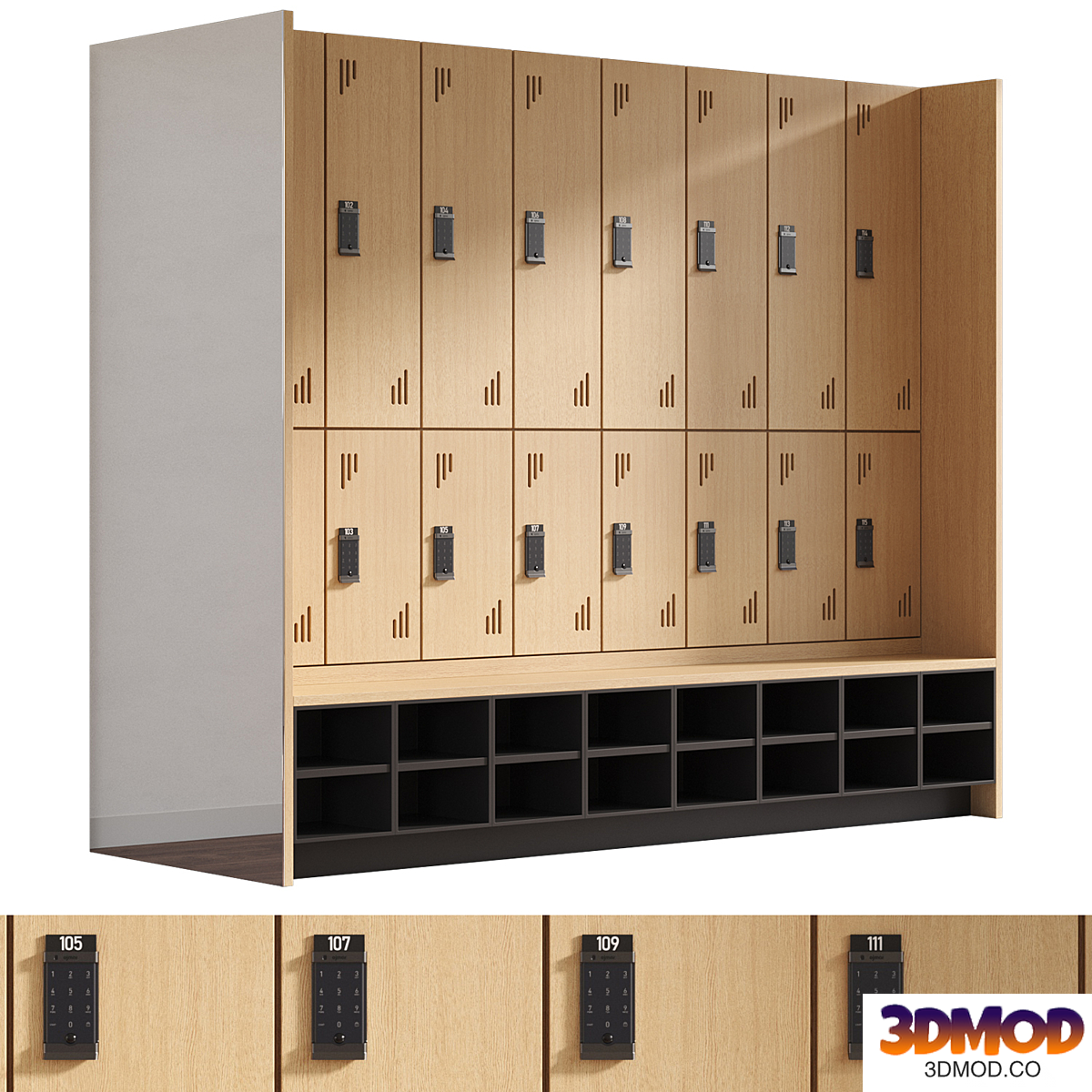 Wooden Gym Locker with Ojmar Smart Lock
