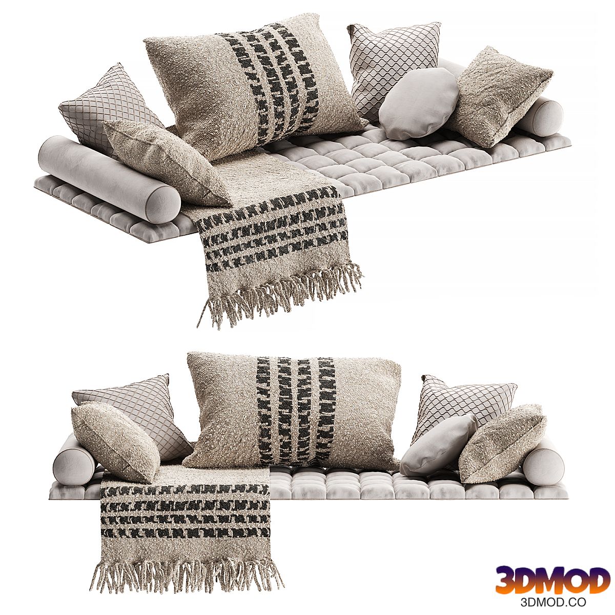 Bombon rug with decorative pillows from 1stdibs