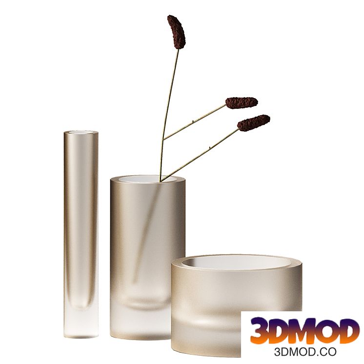 Decorative Glass Vases. Frosted colored glass.