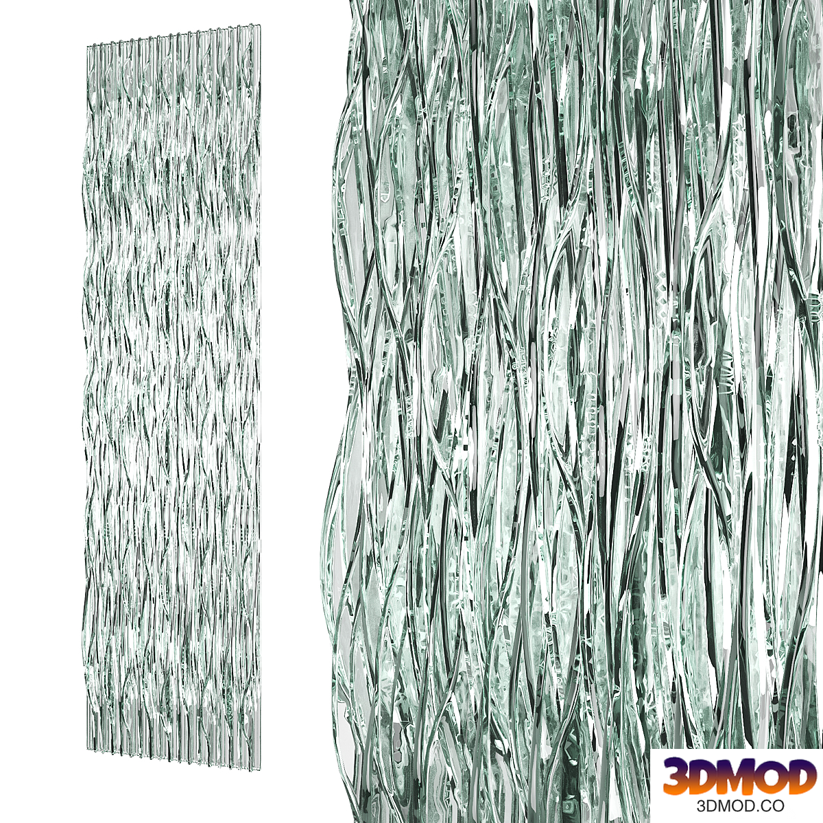 Waves glass panel, glass block