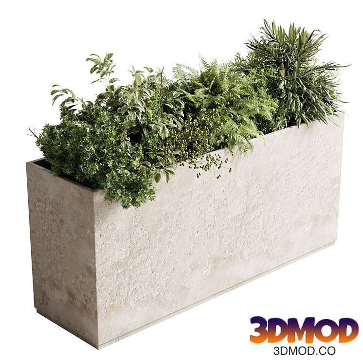 concrete box plants on stand - set outdoor plants 193