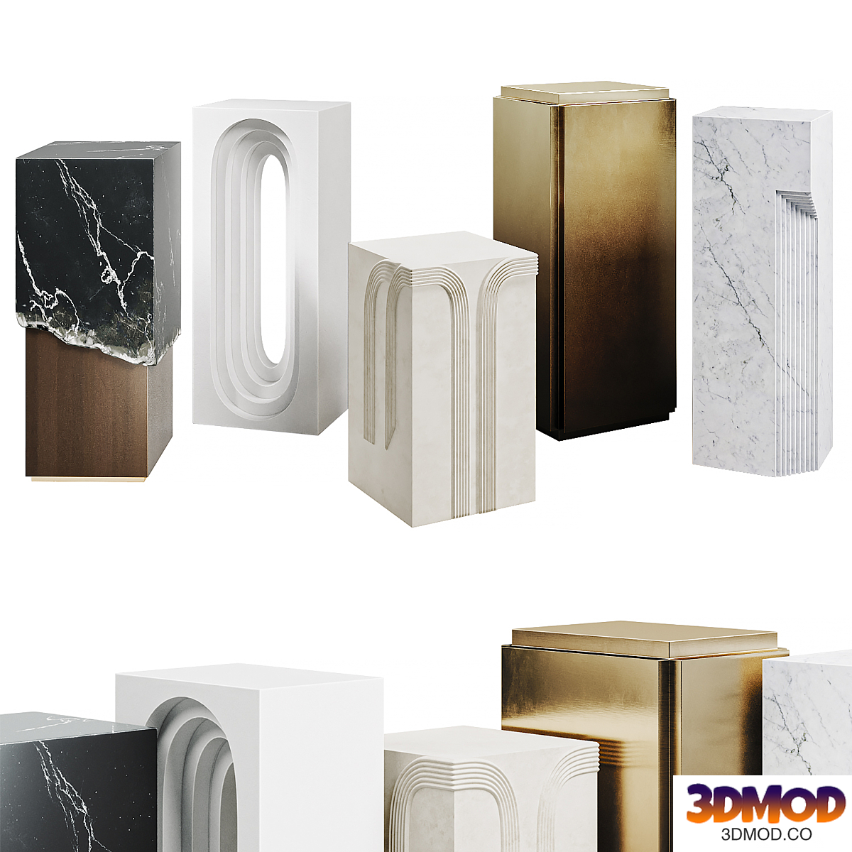 Set of pedestals for sculptures or plants