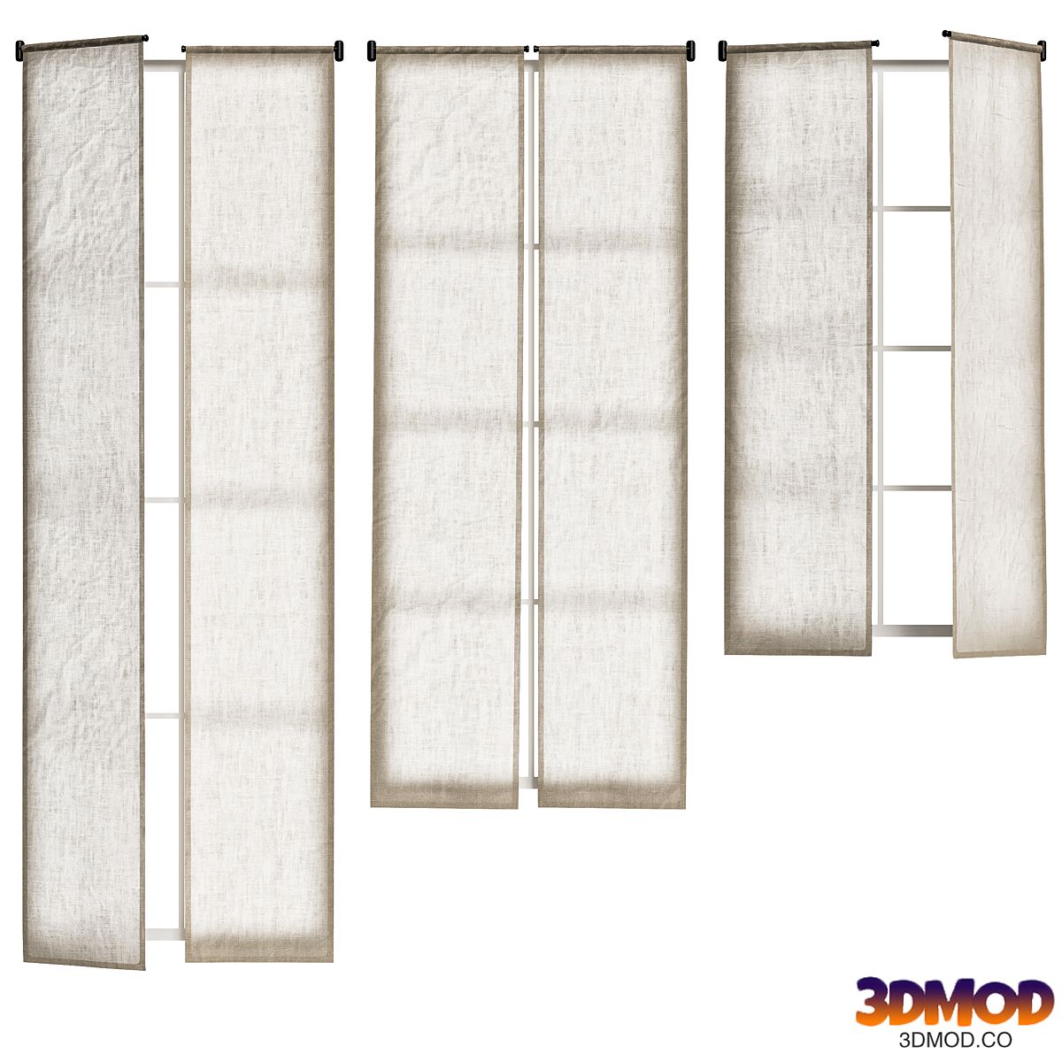 Linen curtains on cornice with swing arm