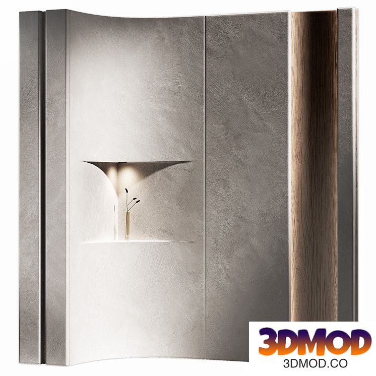 Wall panels 7 - corner niche. Plaster and wood partition.