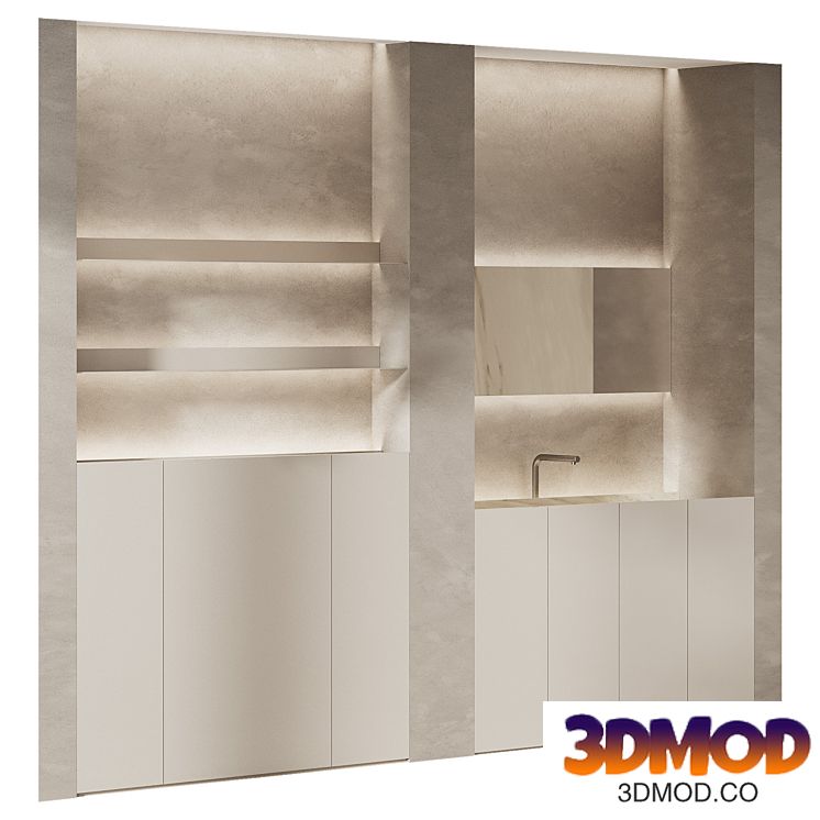 Bathroom furniture with hidden lighting