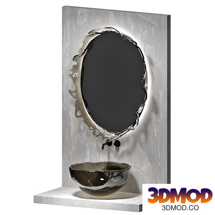 set of mirror and washbasin made of glass2