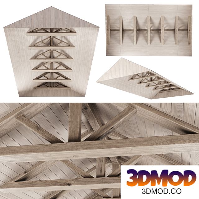 Wooden Ceiling V12 / Wooden Ceiling with Beams
