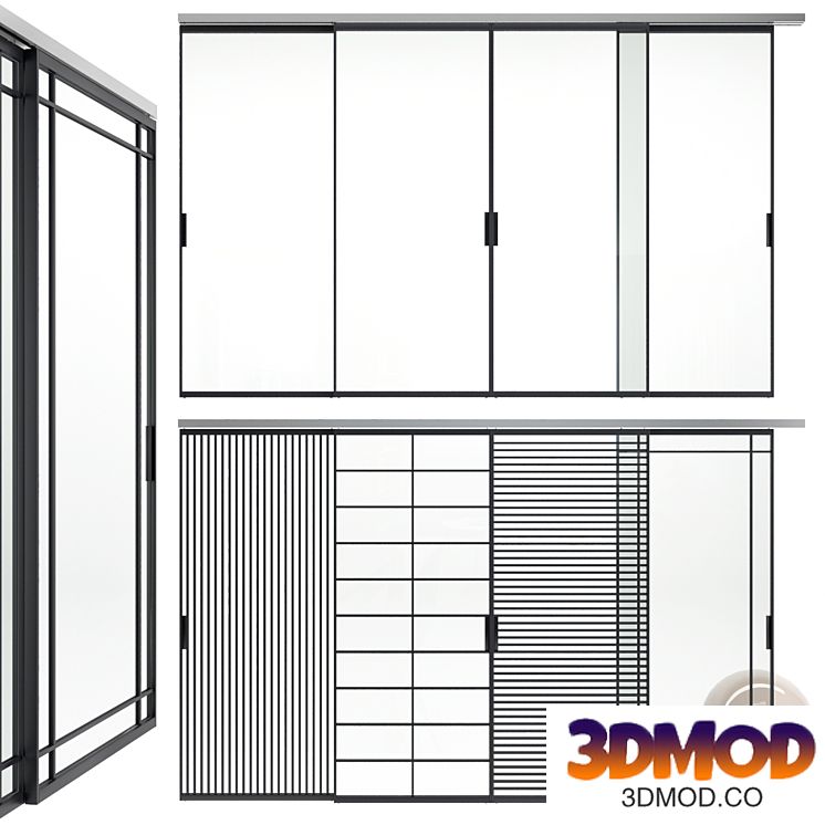 Sliding glass partitions Union in Stratus Slim profile