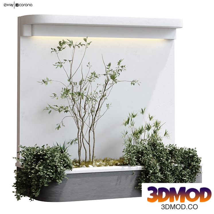 minimal courtyard green plant in box set 399