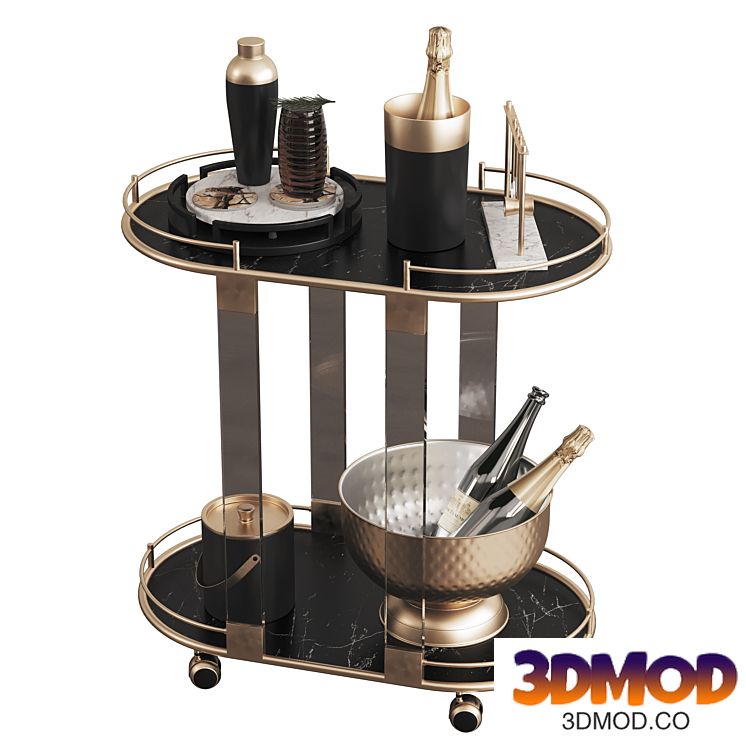 Lucien Gold Drinks Cart
