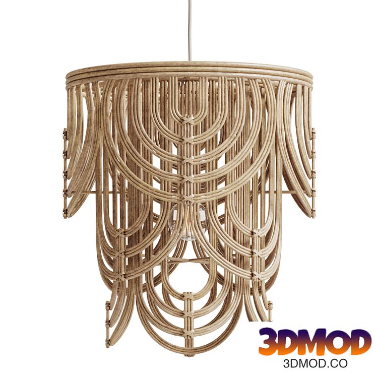 Scalloped Rattan Pendant