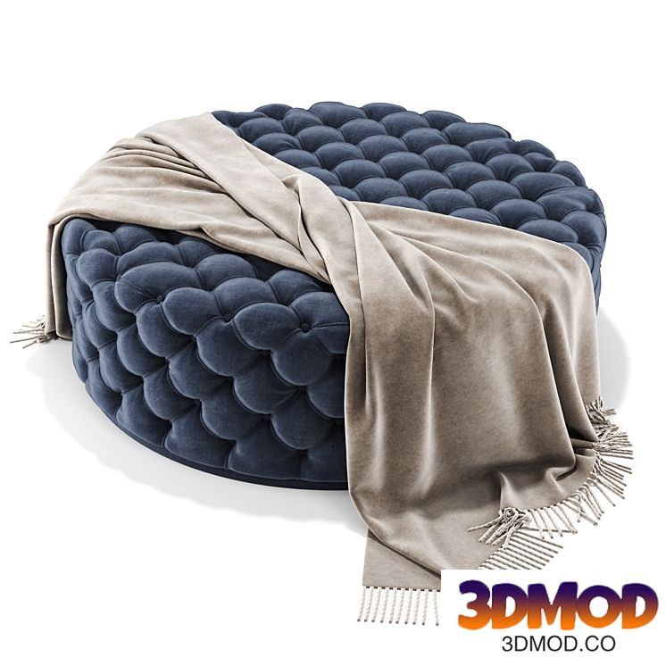 Vintage pouf with carriage screed