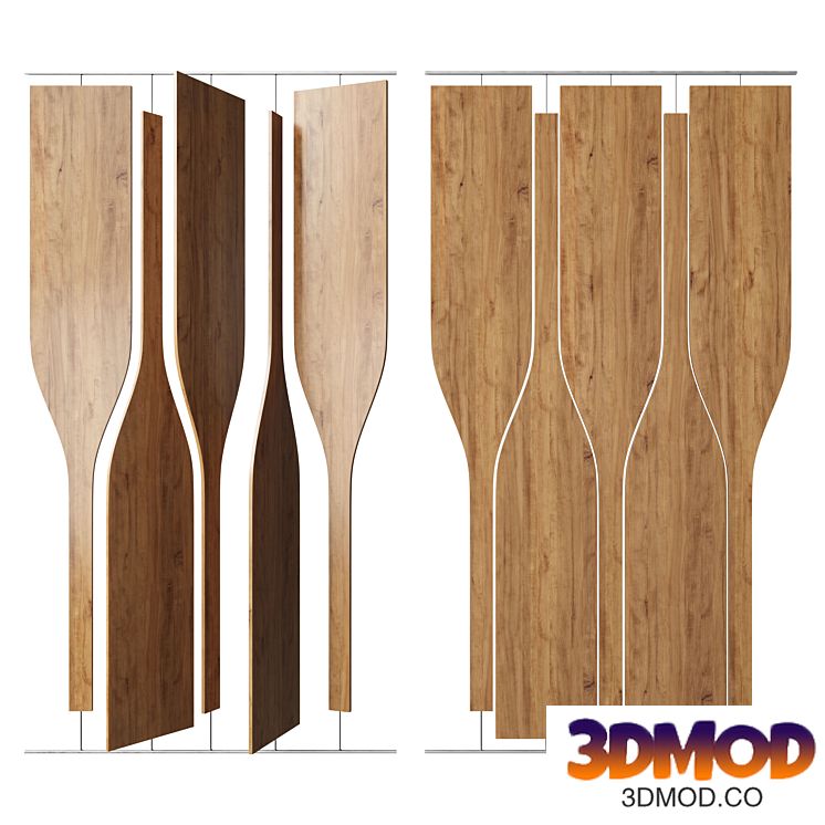 Sliding wooden partition on guides