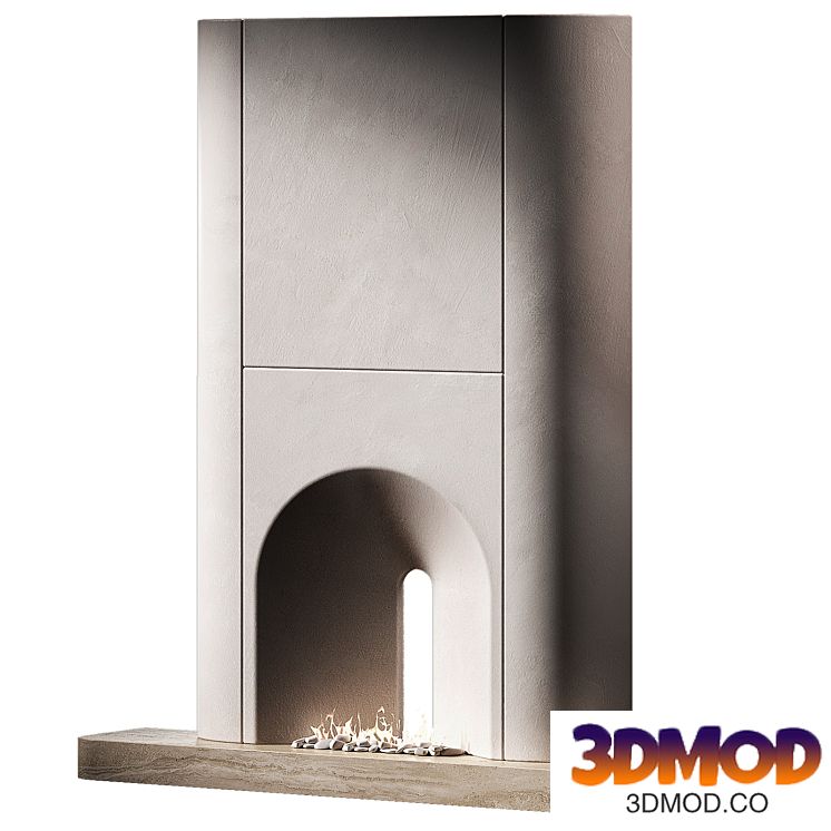 Fireplace. Arched semicircular portal of the hearth area