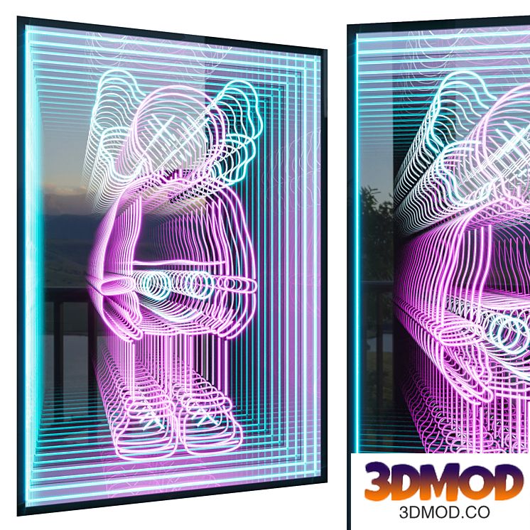 KAWS Neon Wall Decor Infinity Reflection