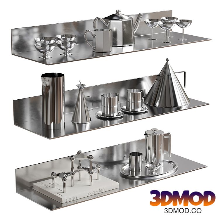 Kitchen Chrome and Steel Decor Set