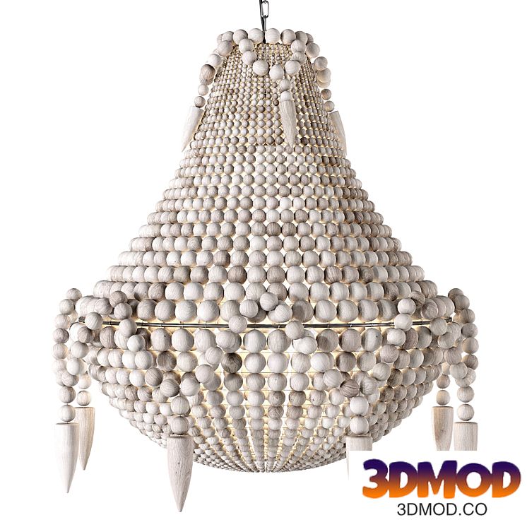 Shaggy White Beaded Chandelier