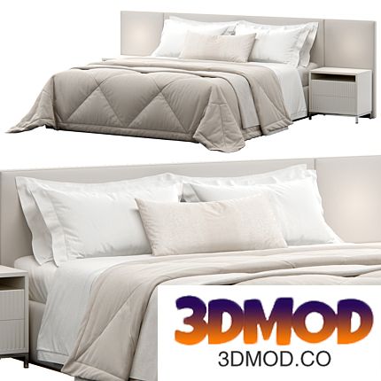 Panels Upholstered Headboard Bed