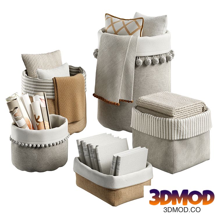 Baskets with decor for a children's room