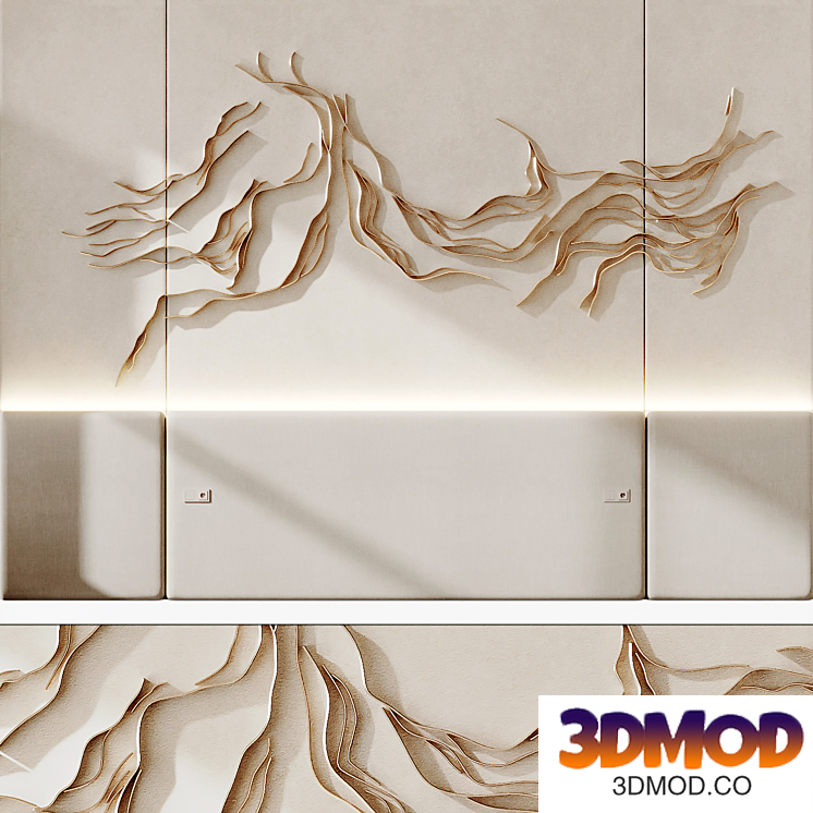 Decorative wall 3d panel headboard 025 Wave