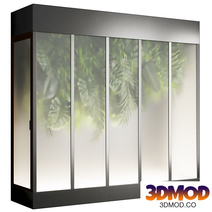 light box with tropical leaf garden in frame glass smoked
