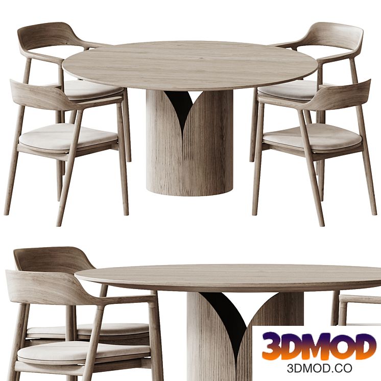 Wood table, HIROSHIMA chair