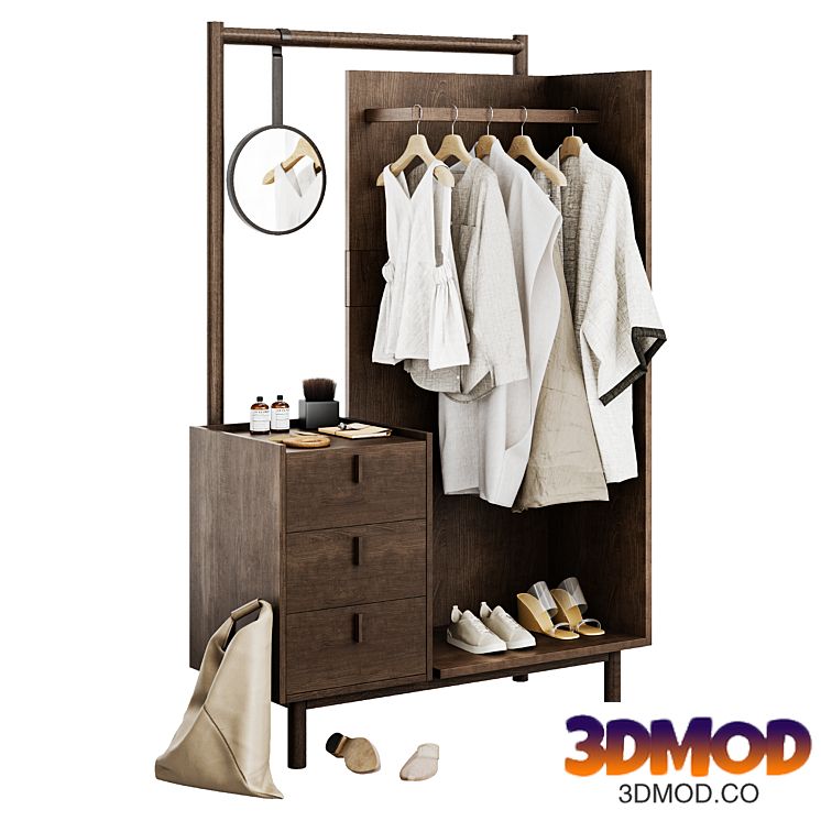 A set of clothes and accessories on a UMU hanger from Apato