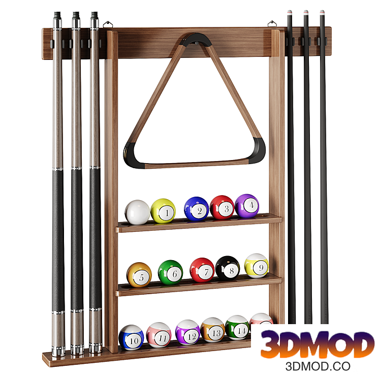 Wall-mounted Stand for Billiard Balls and Cues