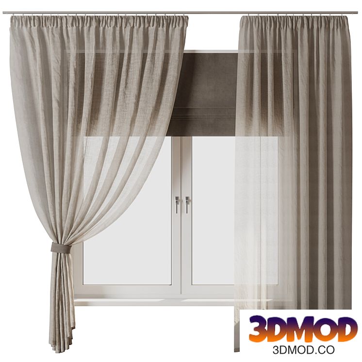 Draped Linen Curtains with Roman blinds - collections 10 HBH