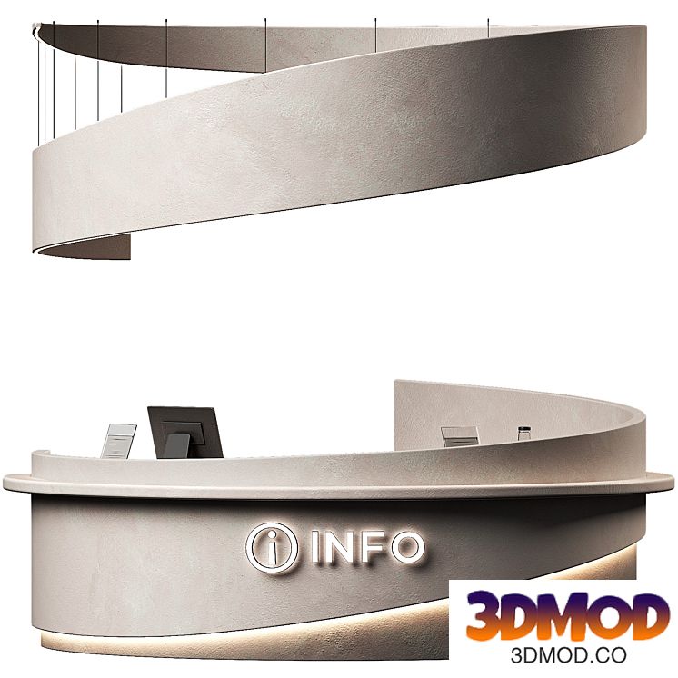 Reception desk 6. Round information desk.