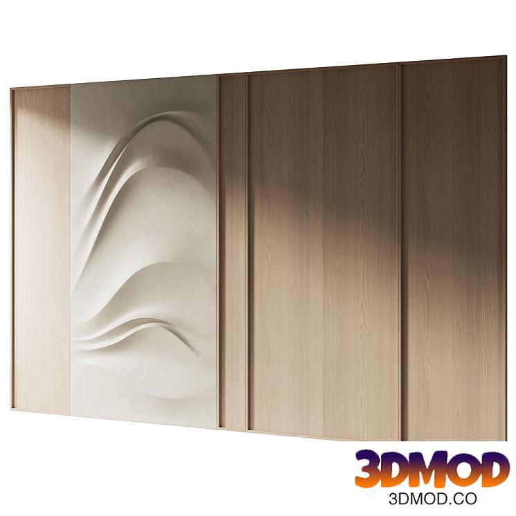 Decorative wall made of stone and wood 007