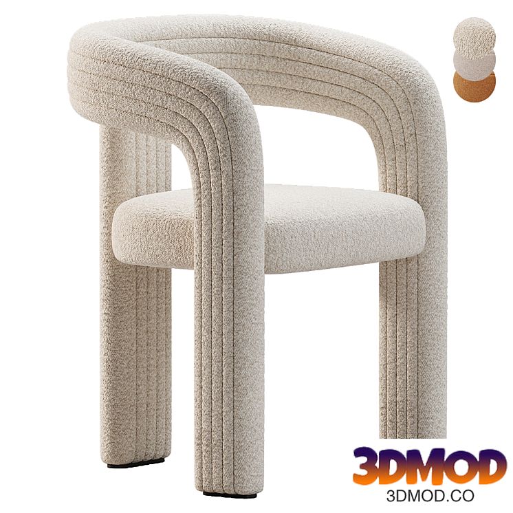White Boucle Dining Room Chair