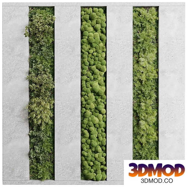 Vertical garden plant and moss garden wall decor concrete box 90