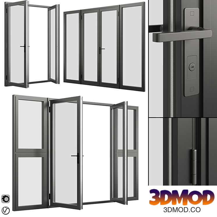 A set of metal windows and doors.