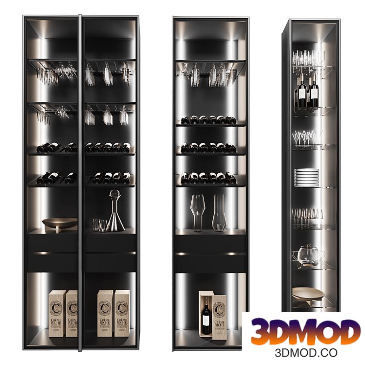 Set of display cases of different widths_1