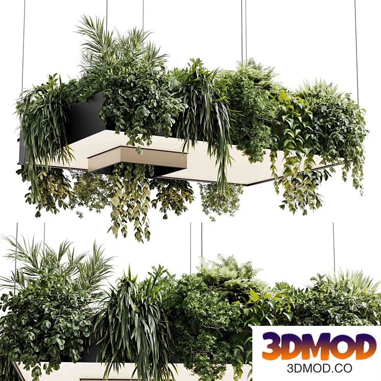 Rectangle pot light pendant - plant light hanging 24