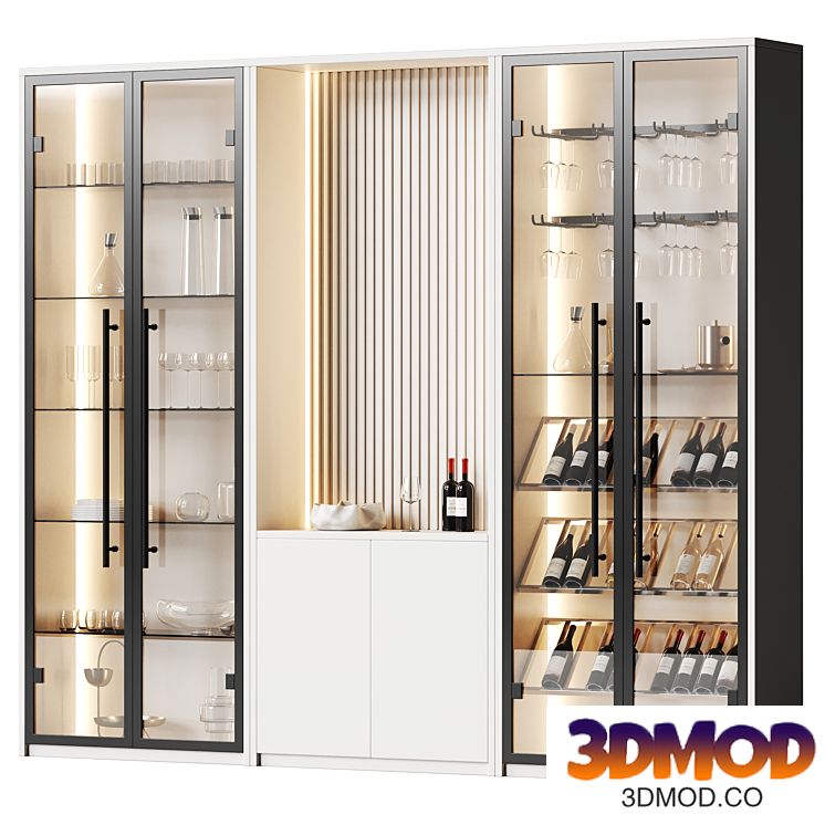 Wine cabinet with dishes and glasses 4